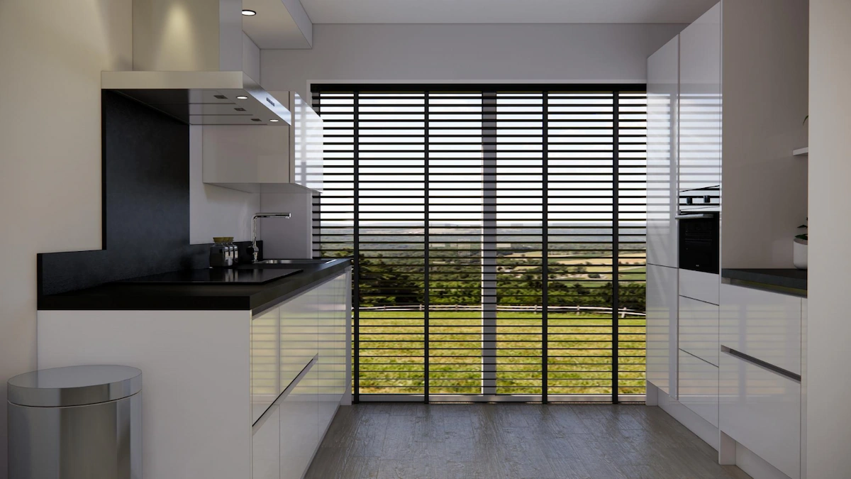 Kitchen Window with Horizontal Blinds